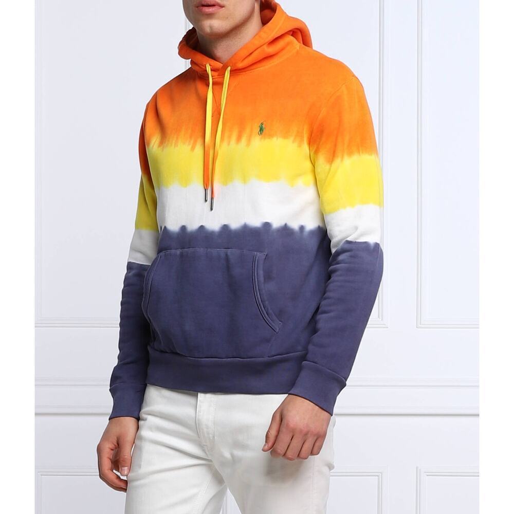 Polo Ralph Lauren Tie-Dye Fleece Hoodie Signal Orange Multi Size M
